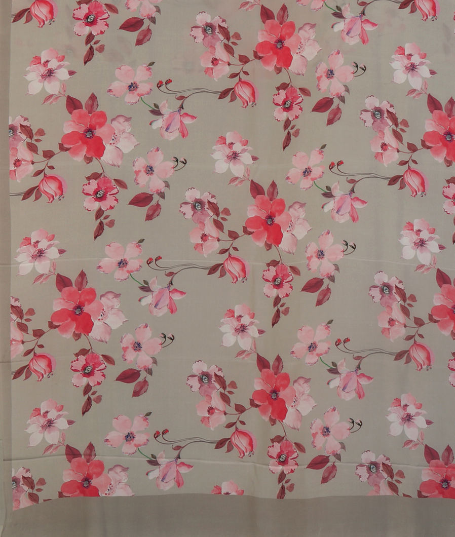 Grey Crepe Silk Saree T4308344