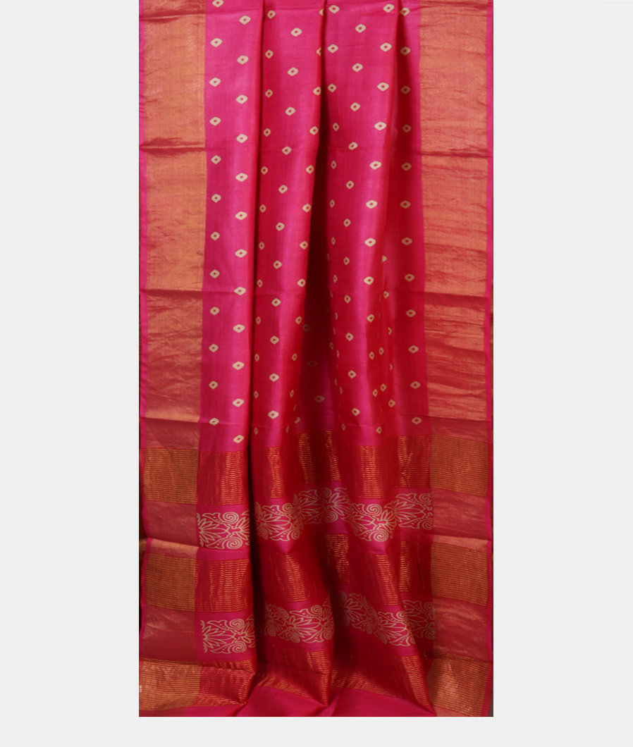Pink Tussar Printed Saree T4299252