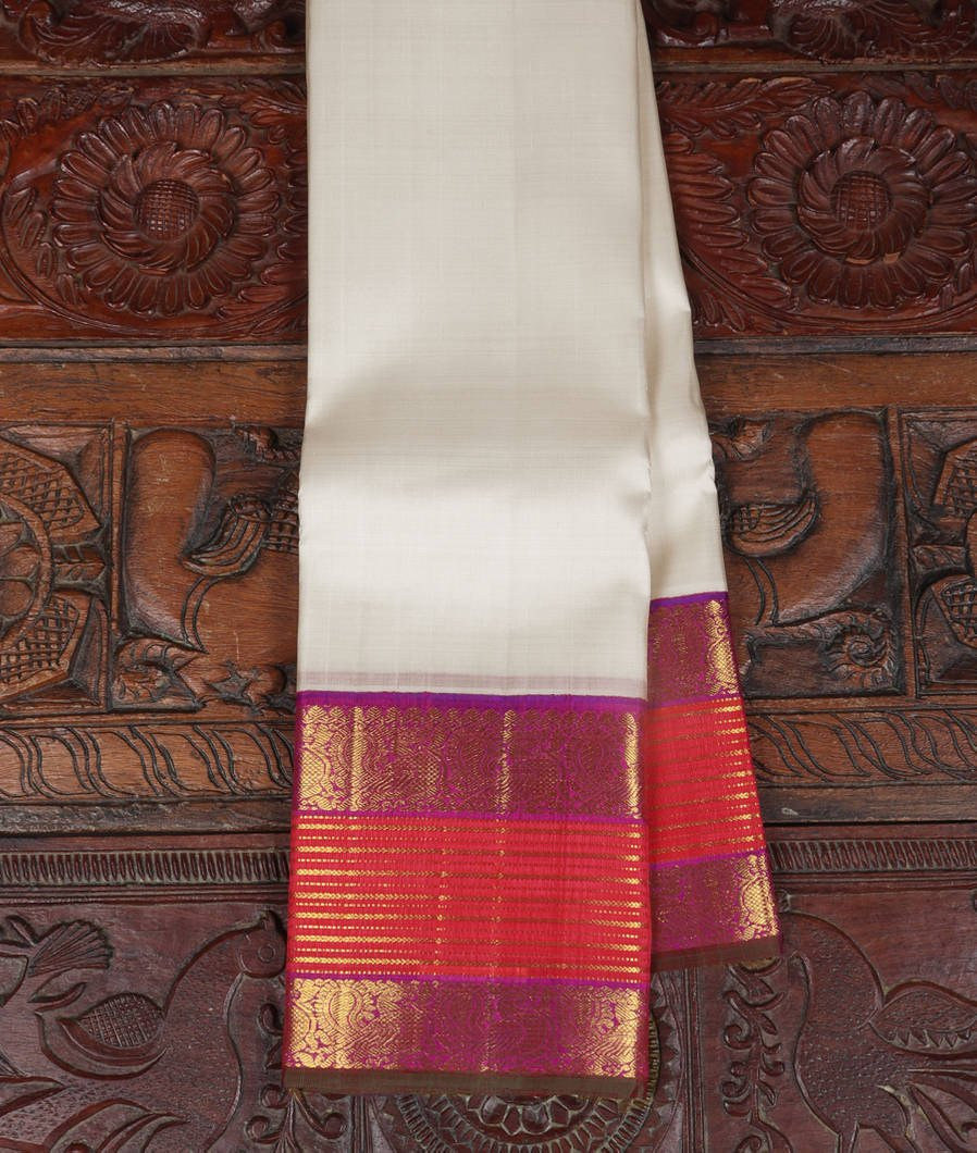 White Handwoven Kanjivaram Silk Saree T448690-image