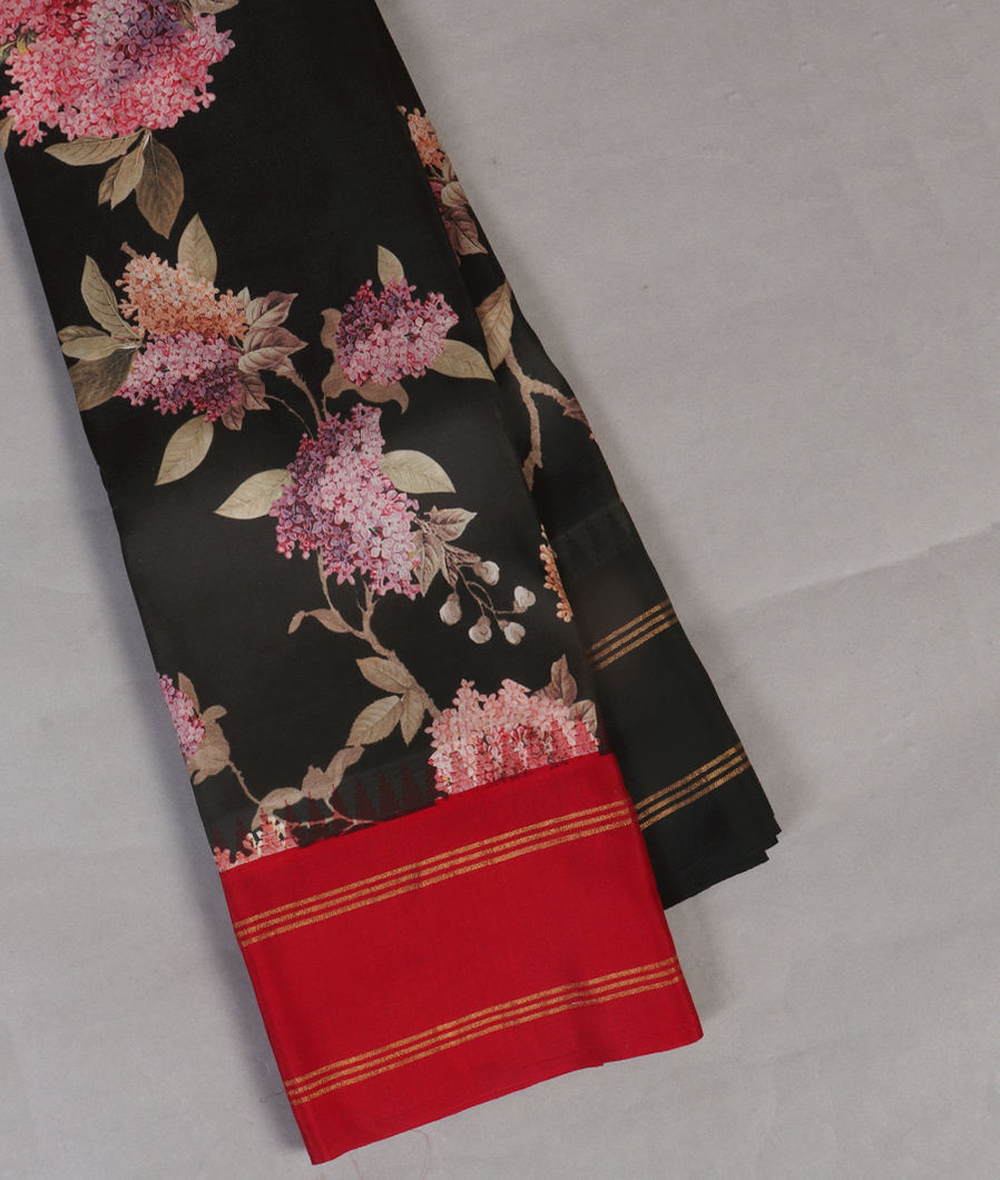 Black Printed Soft Silk Saree T448776-image