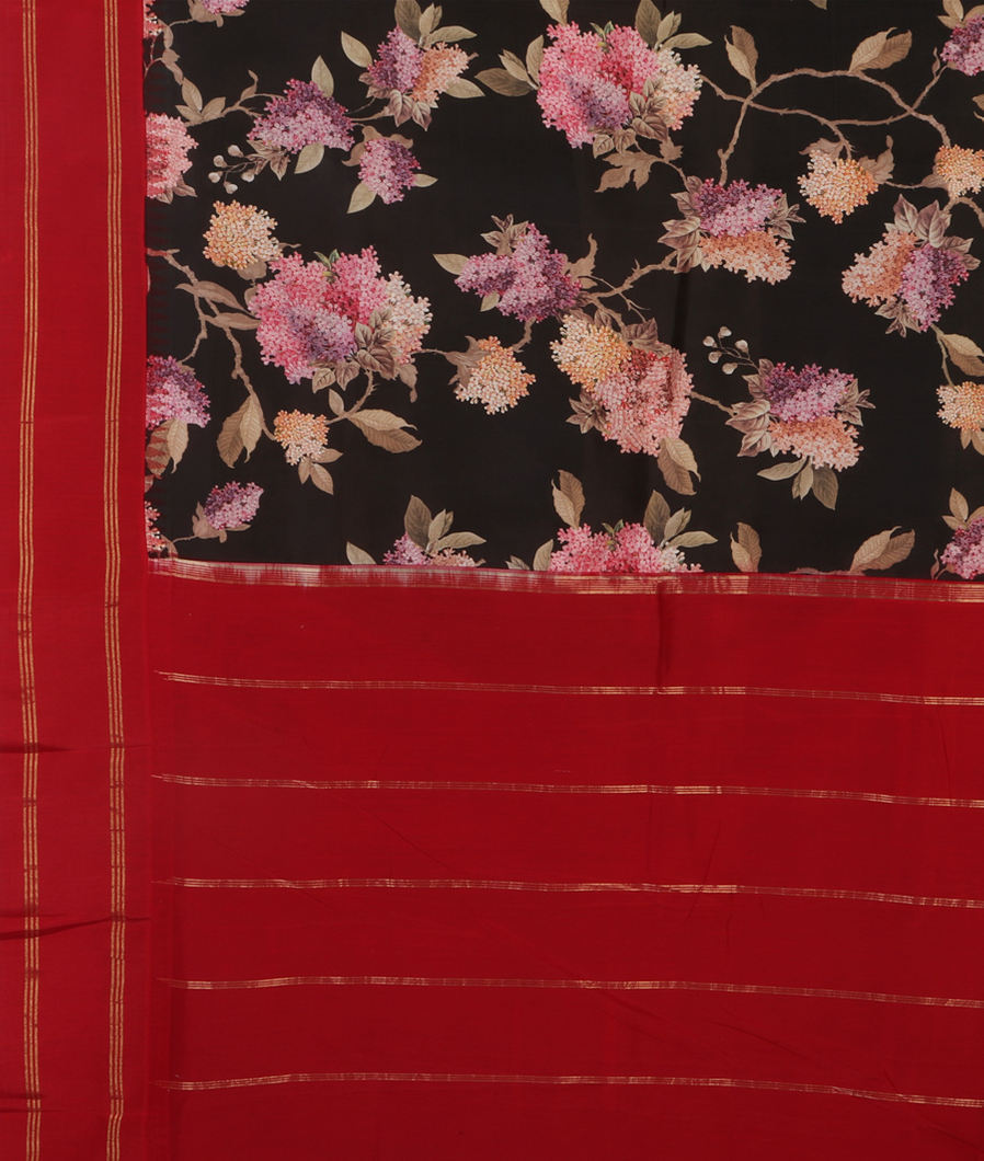 Black Printed Soft Silk Saree T4487764