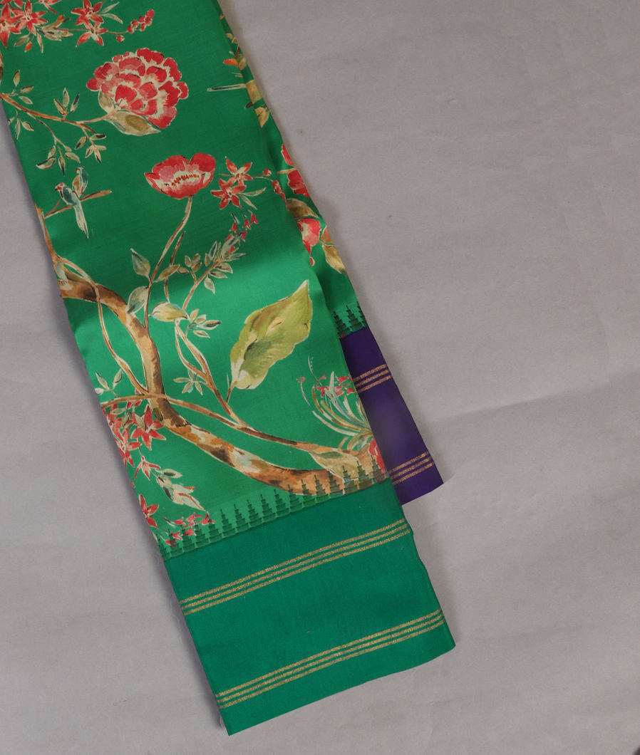 Green Printed Soft Silk Saree T448781-image