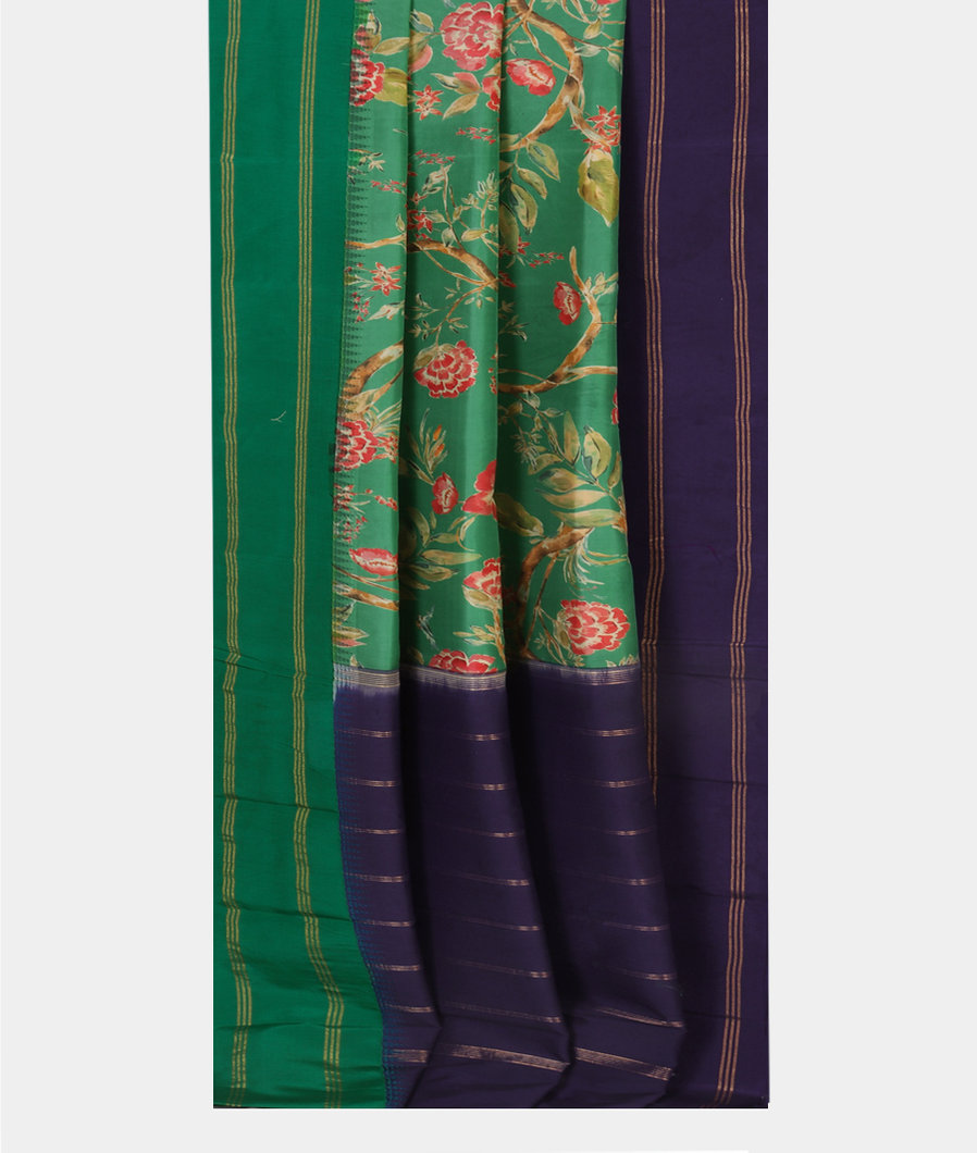 Green Printed Soft Silk Saree T4487812