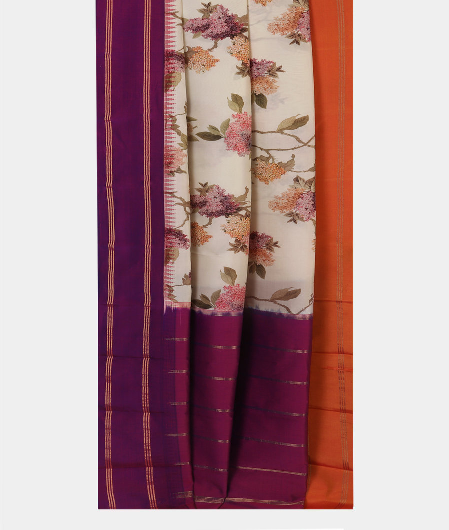 Off - White Printed Soft Silk Saree T4487722