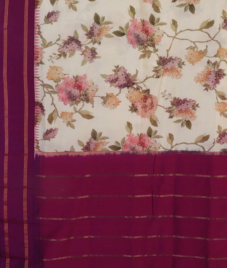 Off - White Printed Soft Silk Saree T4487724