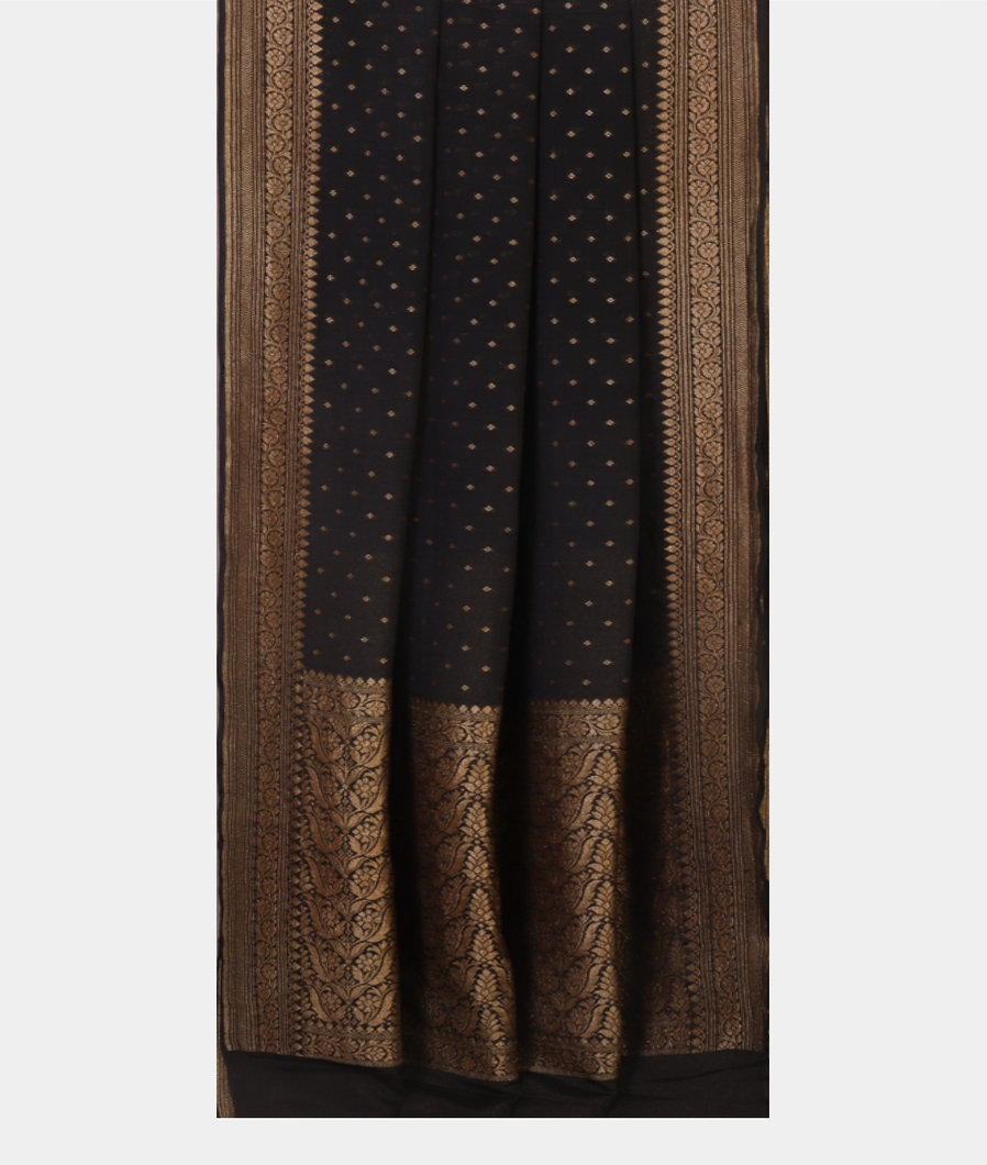 Black Georgette Silk Saree T4283122