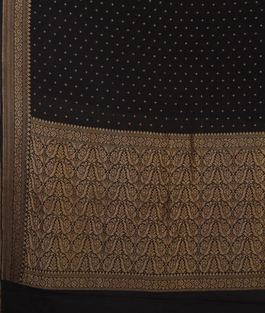 Black Georgette Silk Saree T4283124