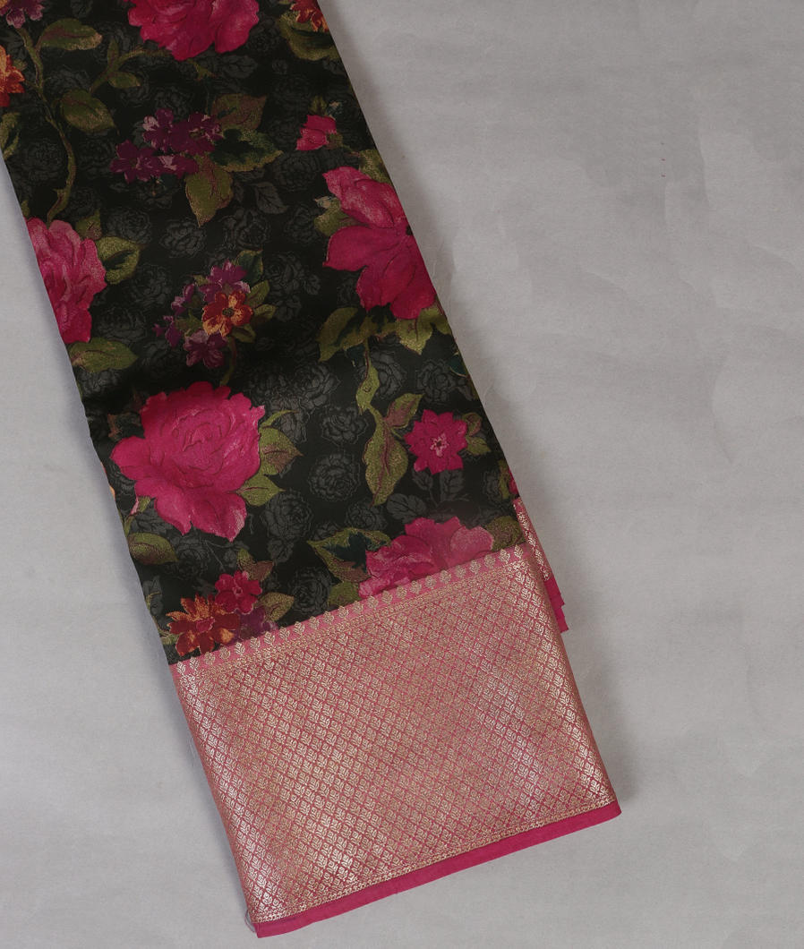 Black Chaniya Silk Saree T445649-image