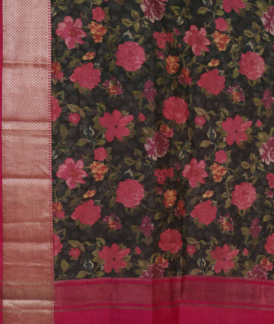 Black Chaniya Silk Saree T4456494