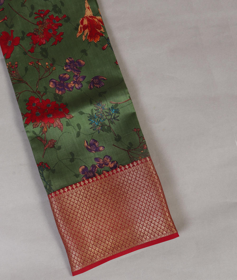 Green Chaniya Silk Saree T445653-image