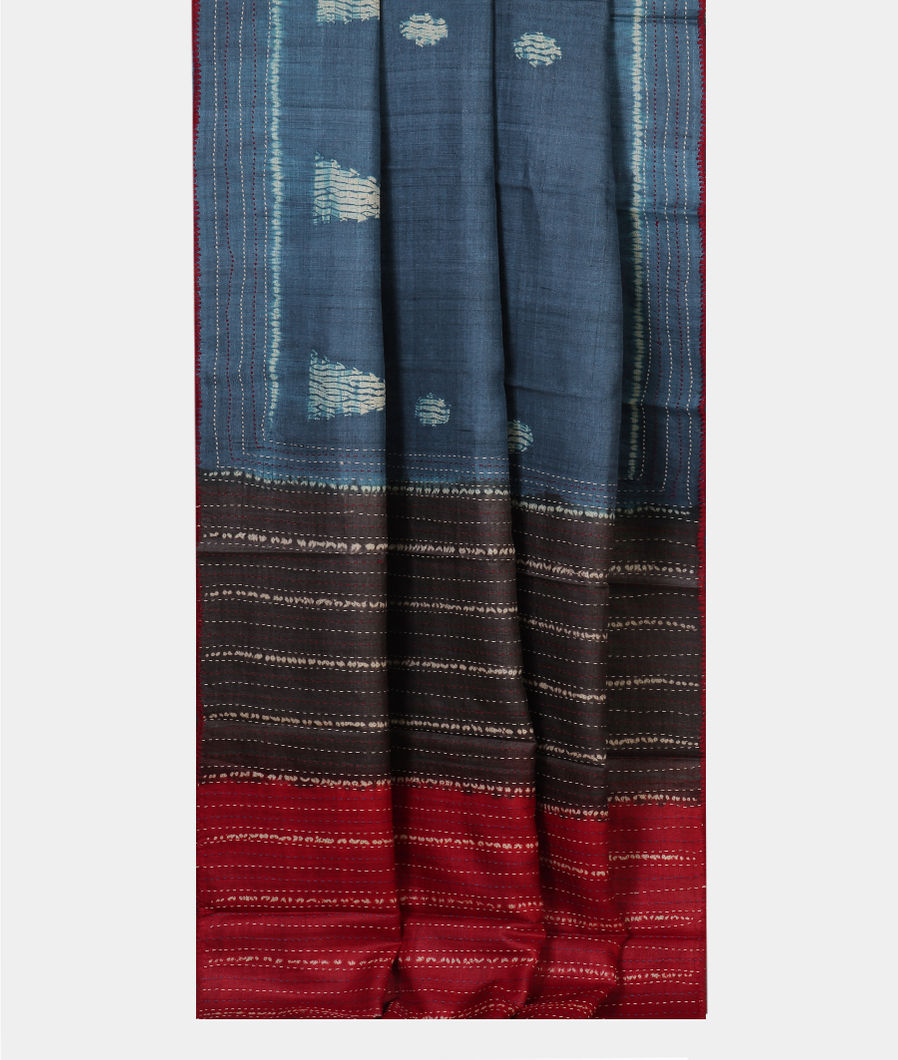 Blue Tussar Printed Saree T4450772