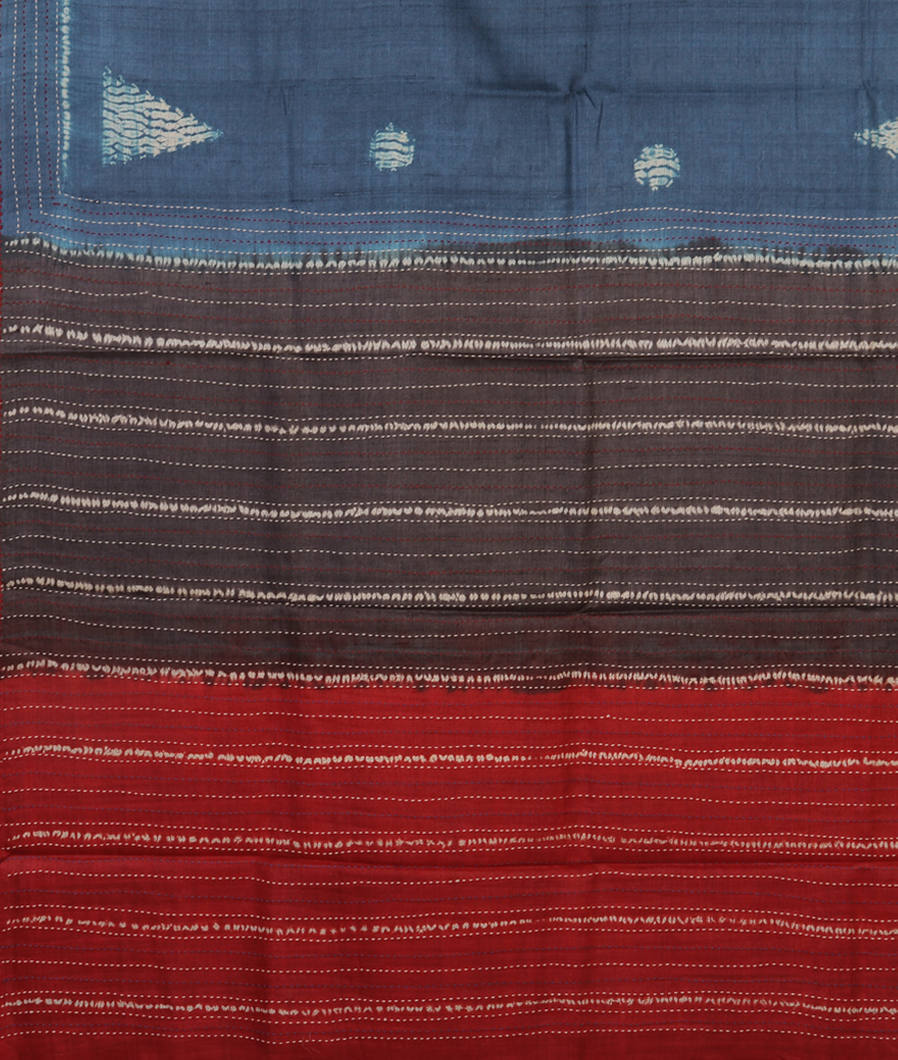 Blue Tussar Printed Saree T4450774