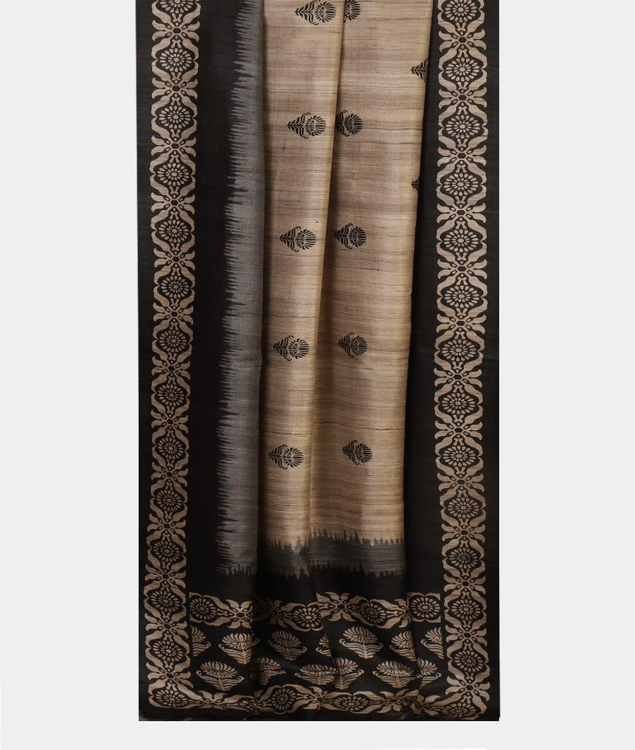 Beige Tussar Printed Saree T4434222