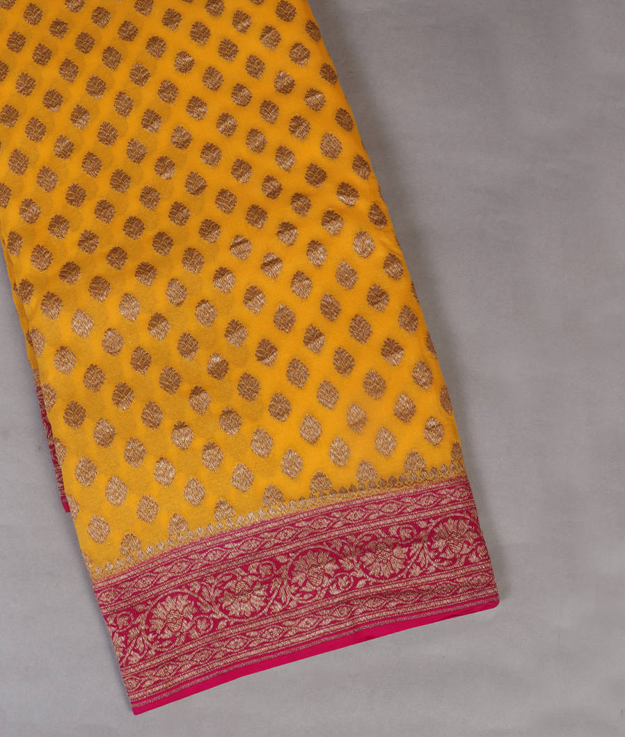 Yellow Banaras Georgette Silk Saree T443686-image
