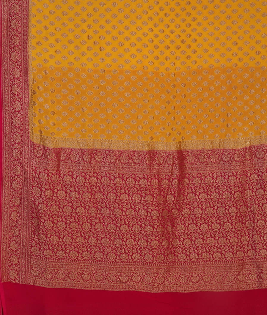 Yellow Banaras Georgette Silk Saree T4436864