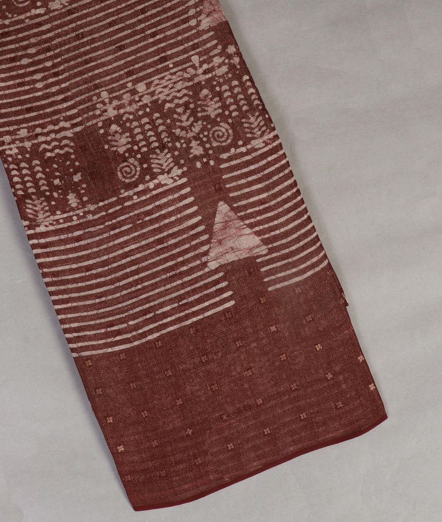 Brown Tissue Tussar Printed Saree T417417-image
