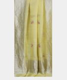 Yellow Kora Organza Hand Embroidery Saree T3792612