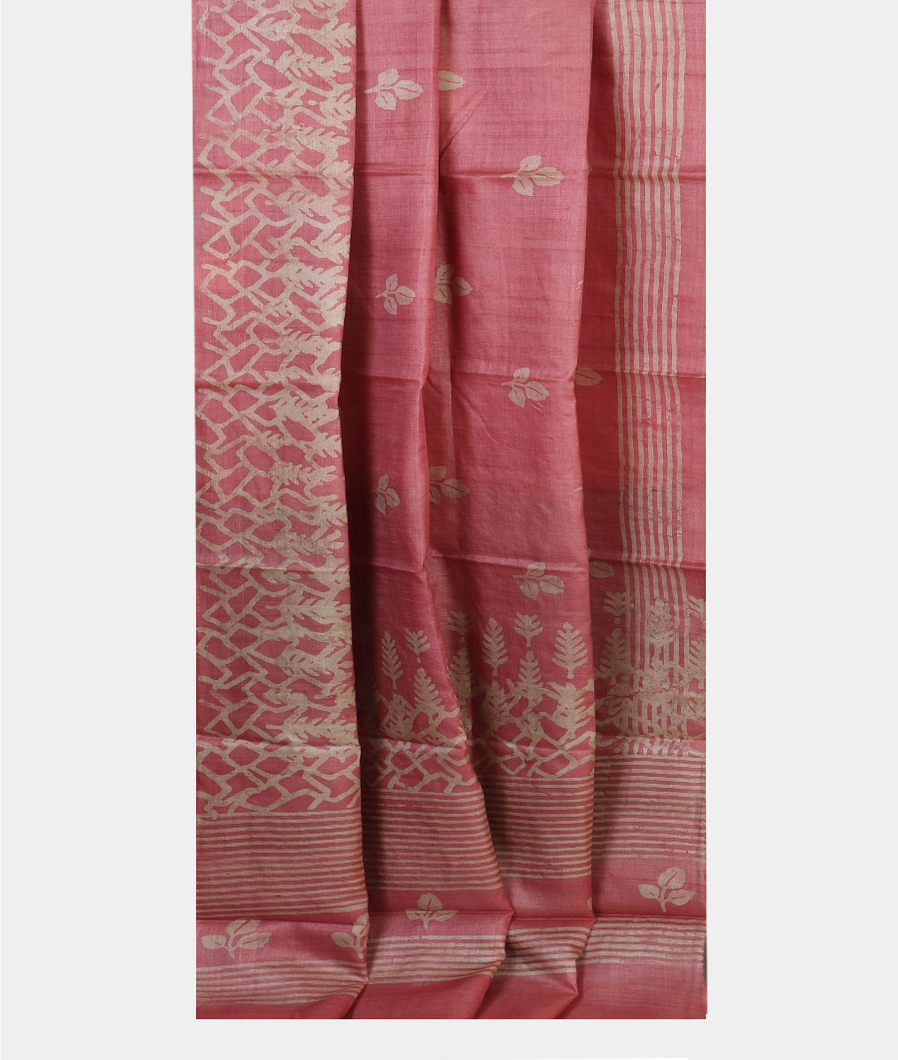 Pink Tussar Printed Saree T4451072