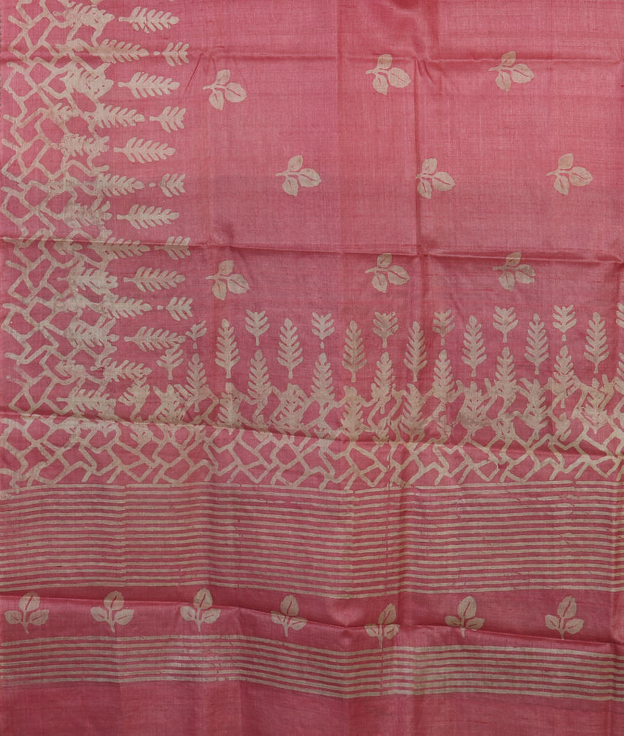 Pink Tussar Printed Saree T4451074