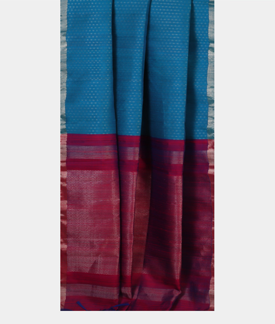 Blue Woven Raw Silk Saree T4457942
