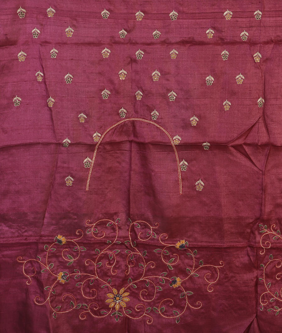 Green Tussar Embroidery Saree T4445233