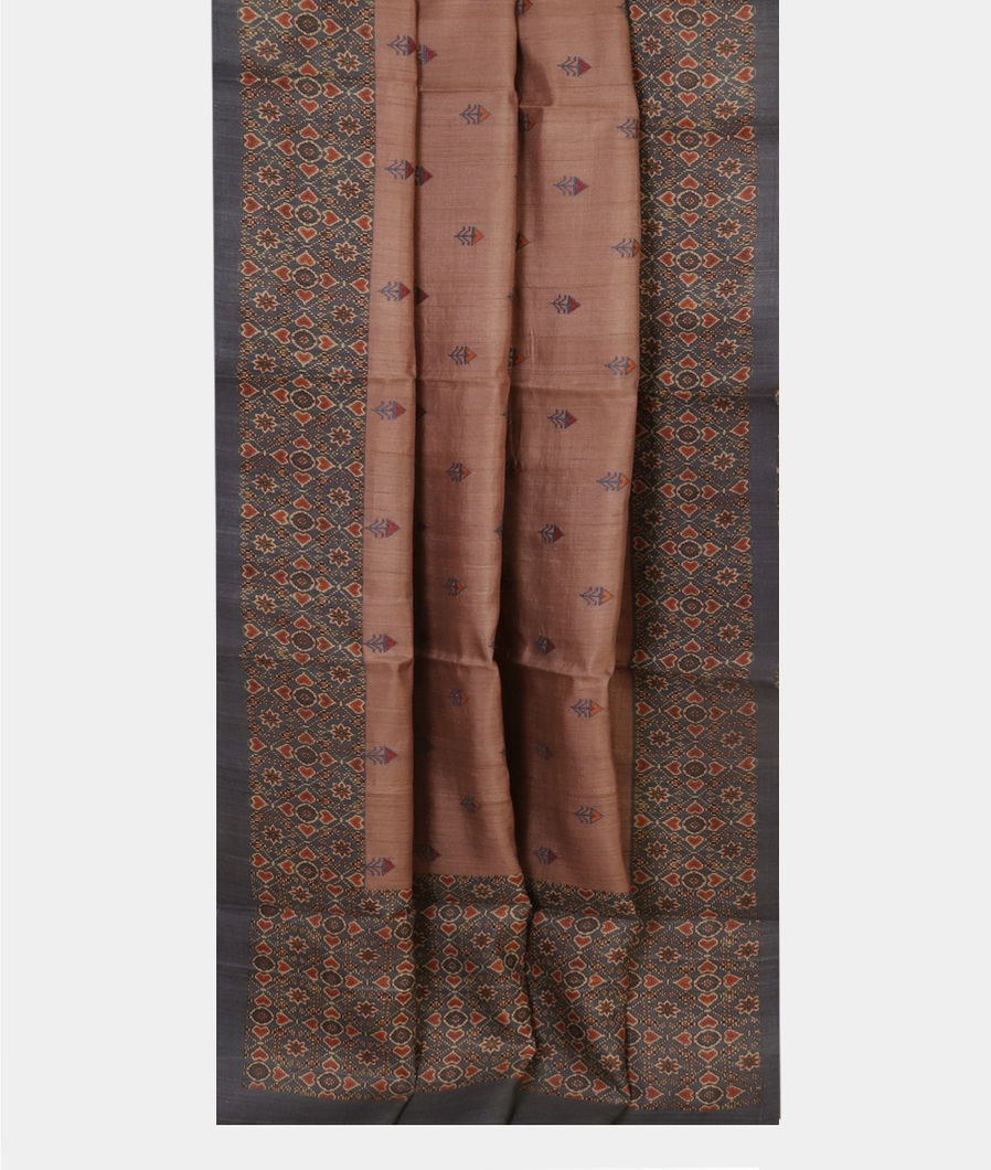 Brown Tussar Embroidery Saree T3128172