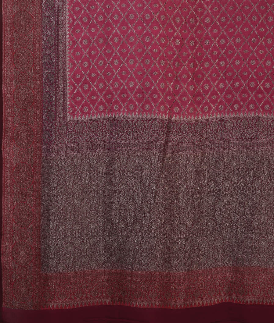 Pink Banaras Georgette Silk Saree T4463074