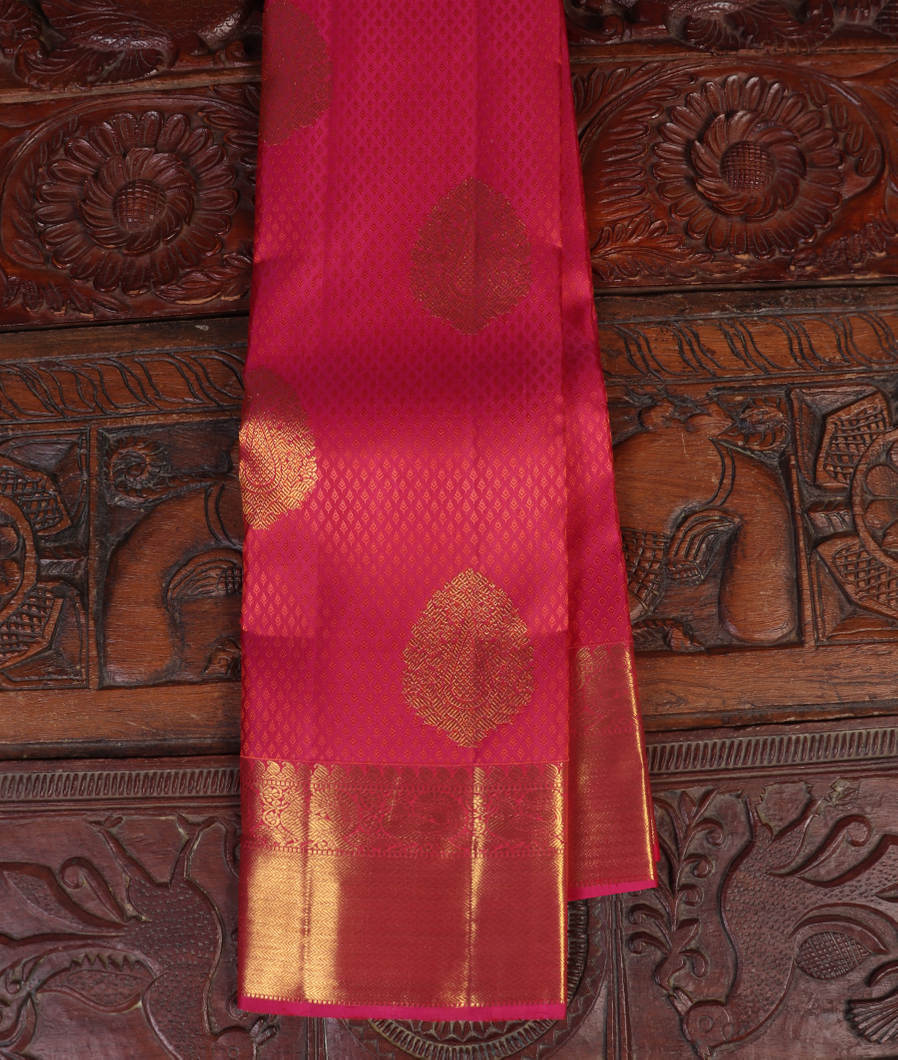 Pinkish Red Handwoven Kanjivaram Silk Saree T448516-image