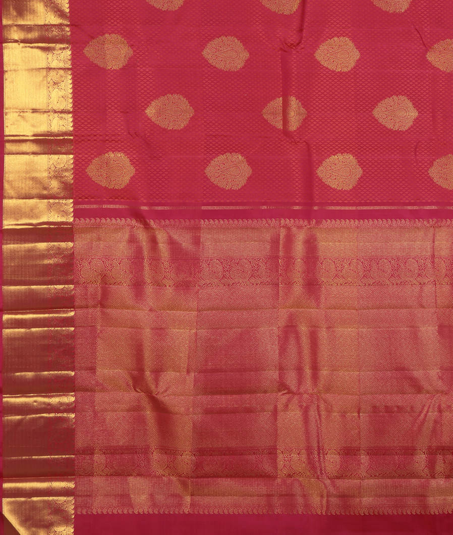 Pinkish Red Handwoven Kanjivaram Silk Saree T4485164