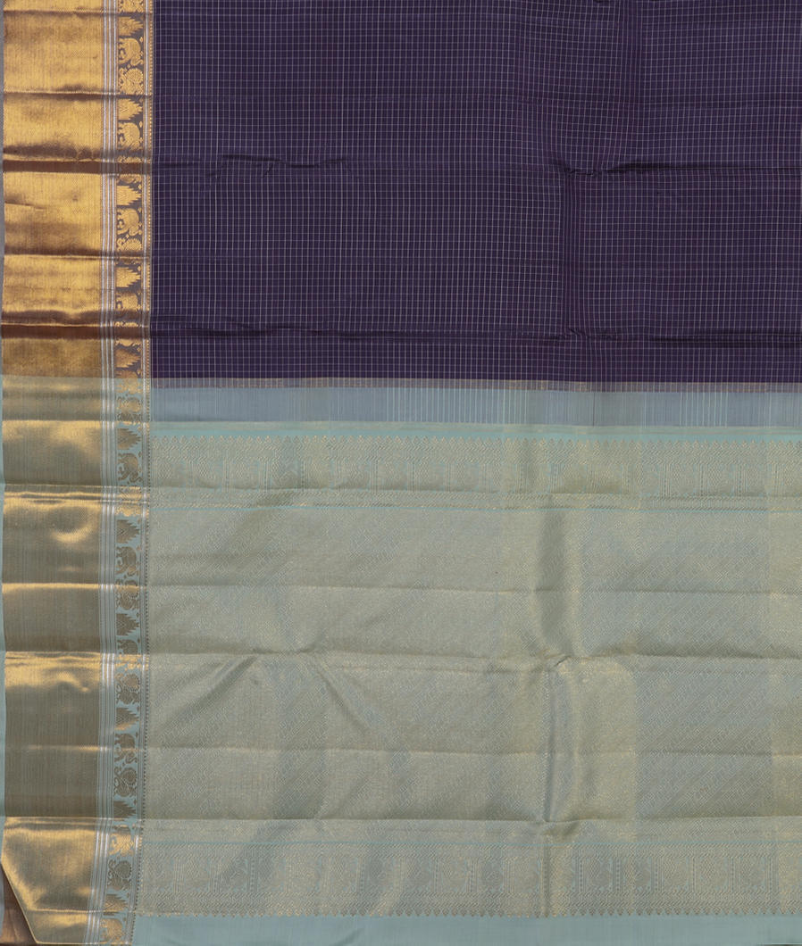 Blue Handwoven Kanjivaram Silk Saree T4481894