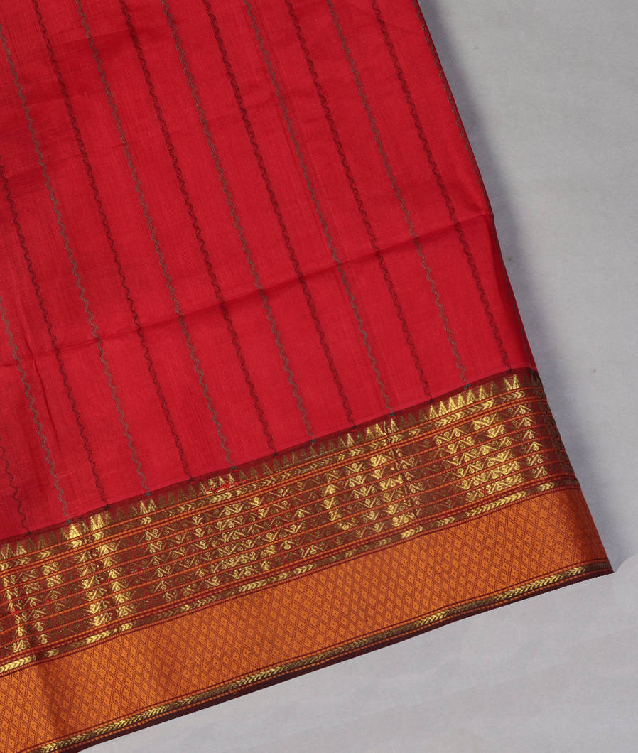 Red Silk Cotton Saree T451209-image