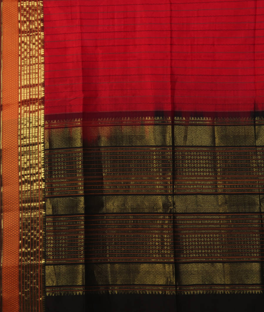 Red Silk Cotton Saree T4512094