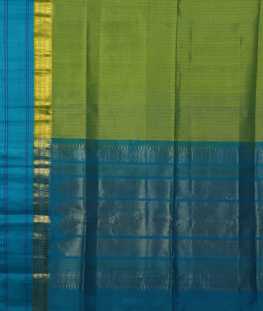 Green Red Silk Cotton Saree T4511564