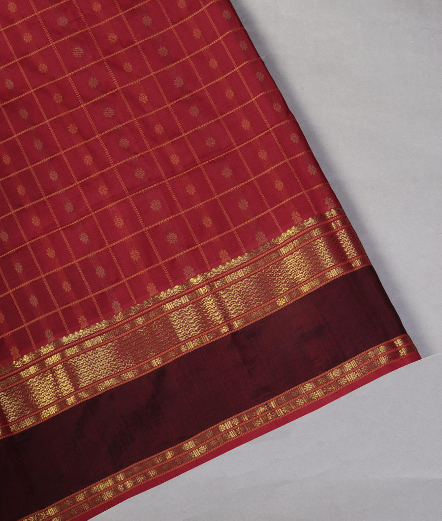 Red Silk Cotton Saree T451237-image