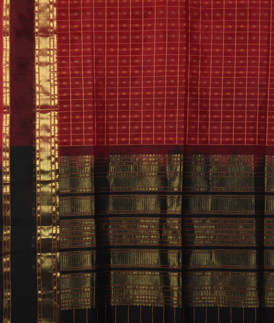 Red Silk Cotton Saree T4512374