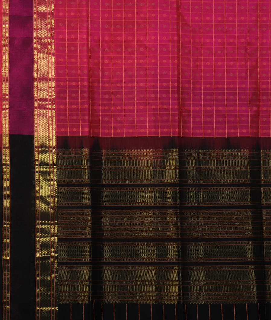 Magenta Silk Cotton Saree T4512454