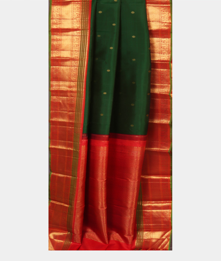 Bottle Green Handwoven Kanjivaram Silk Saree T4270262