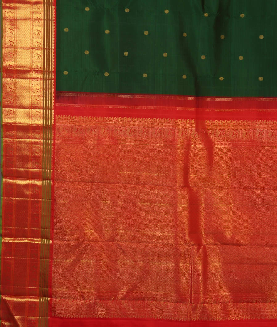 Bottle Green Handwoven Kanjivaram Silk Saree T4270264