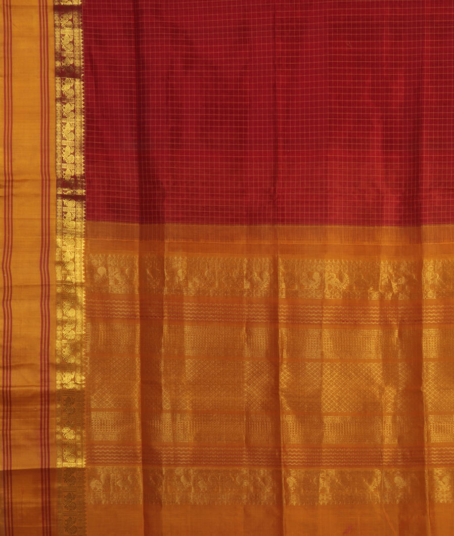 Red Silk Cotton Saree T4511694