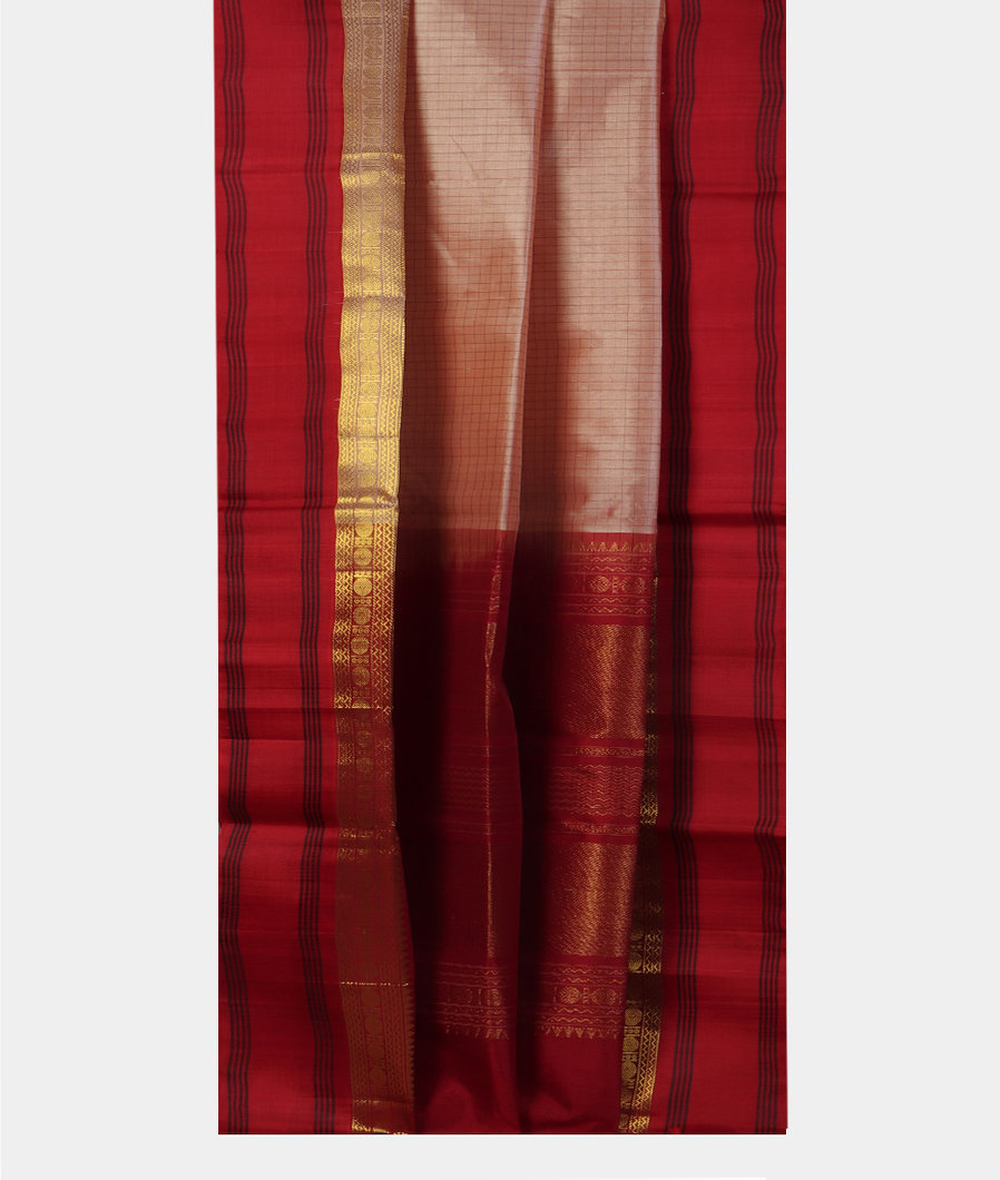 Beige Silk Cotton Saree T4511582