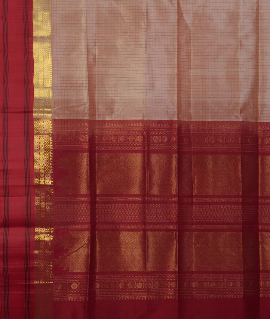 Beige Silk Cotton Saree T4511584