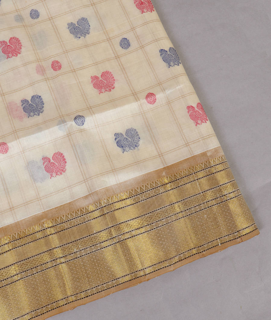 Off - White Silk Cotton Saree T451185-image