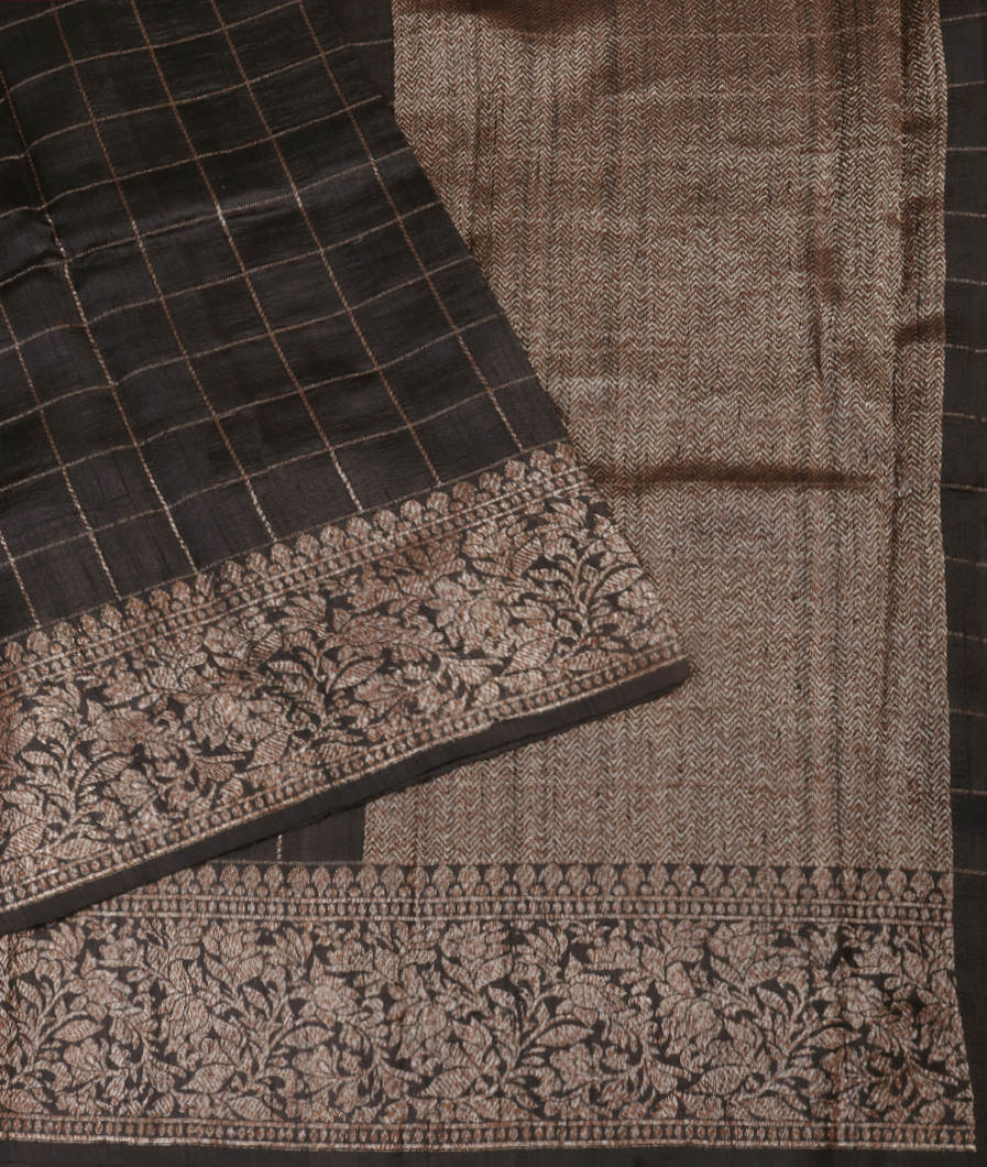 Black Banaras Tussar Saree T4504722