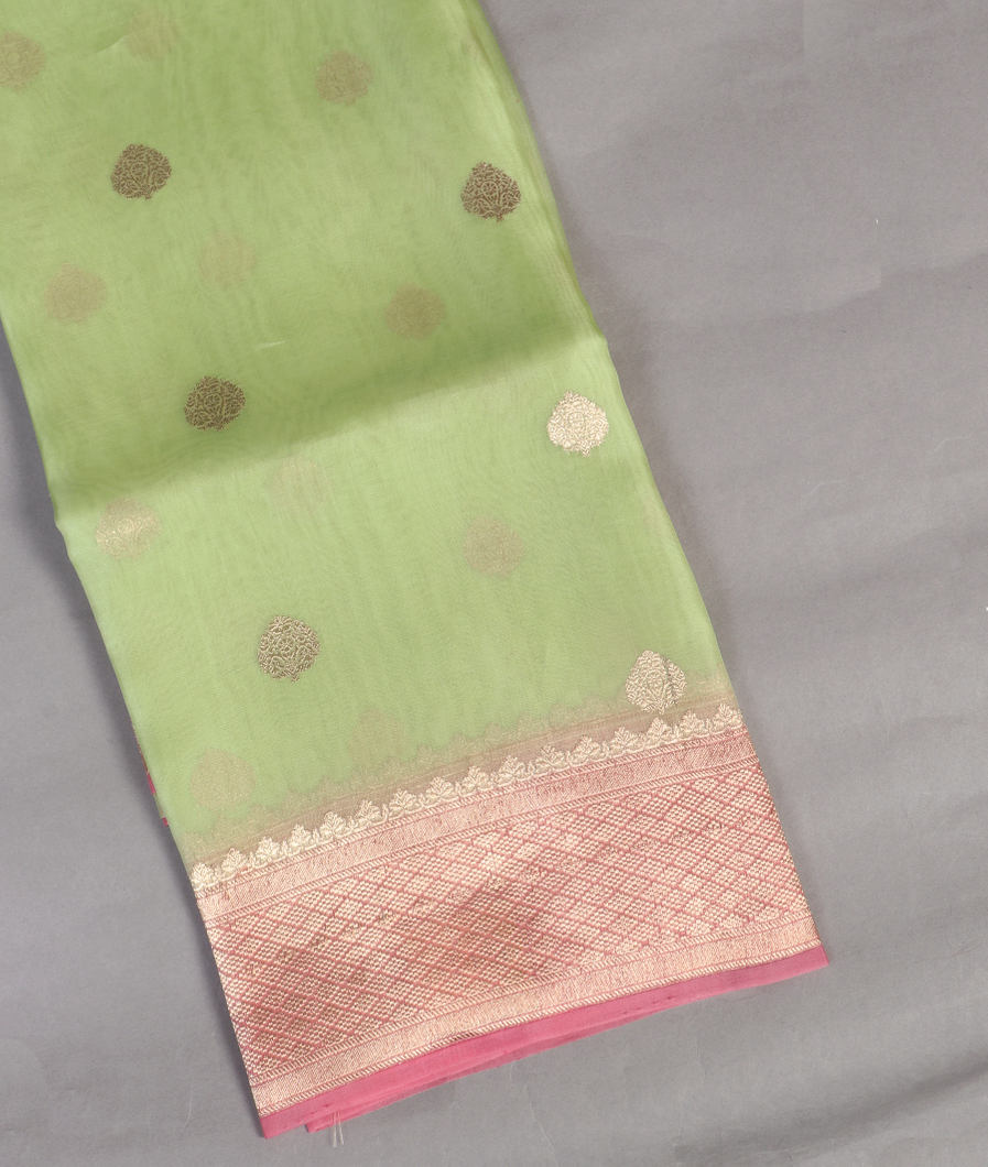 Green Banaras Organza Saree T425939-image