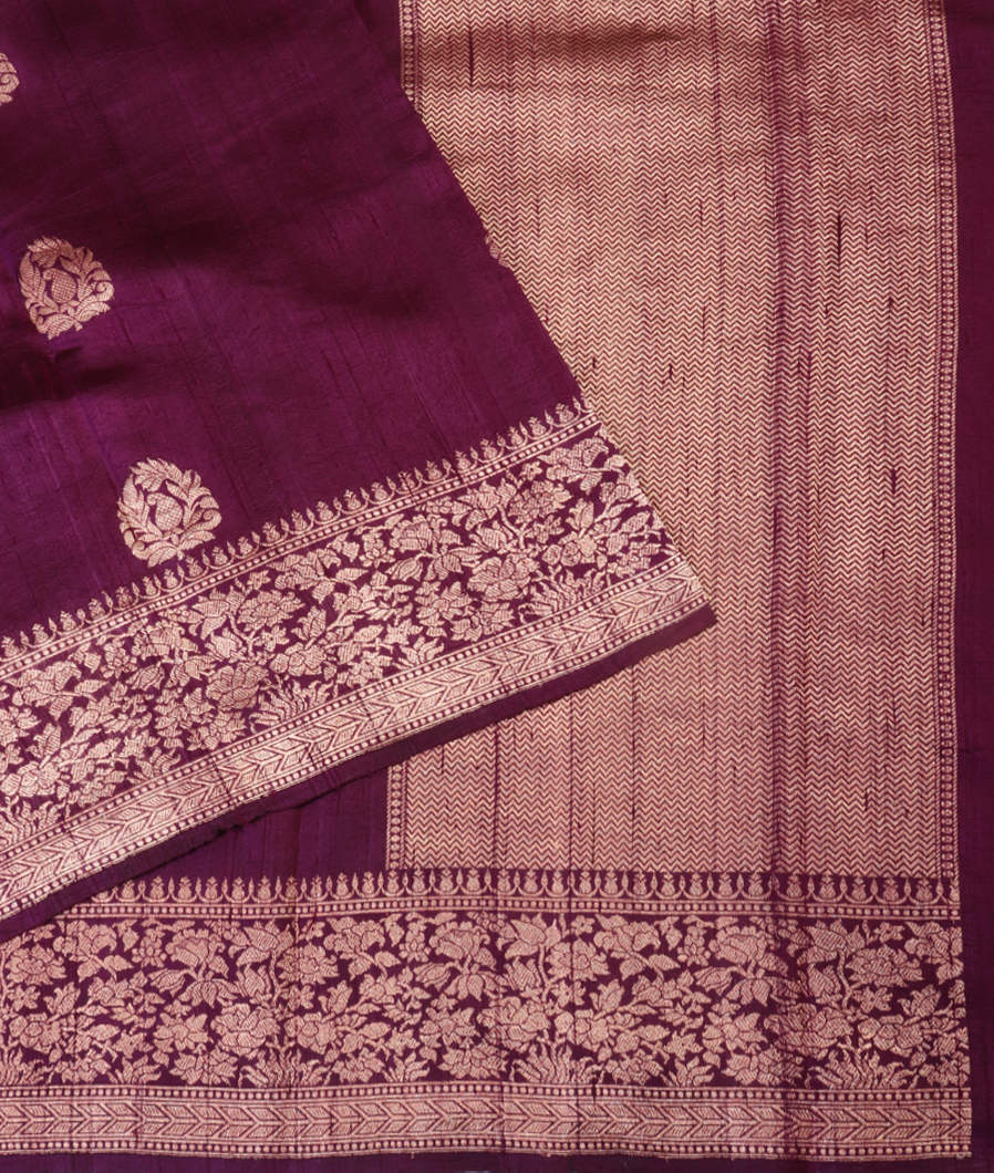 Purple Banaras Tussar Saree T4465982