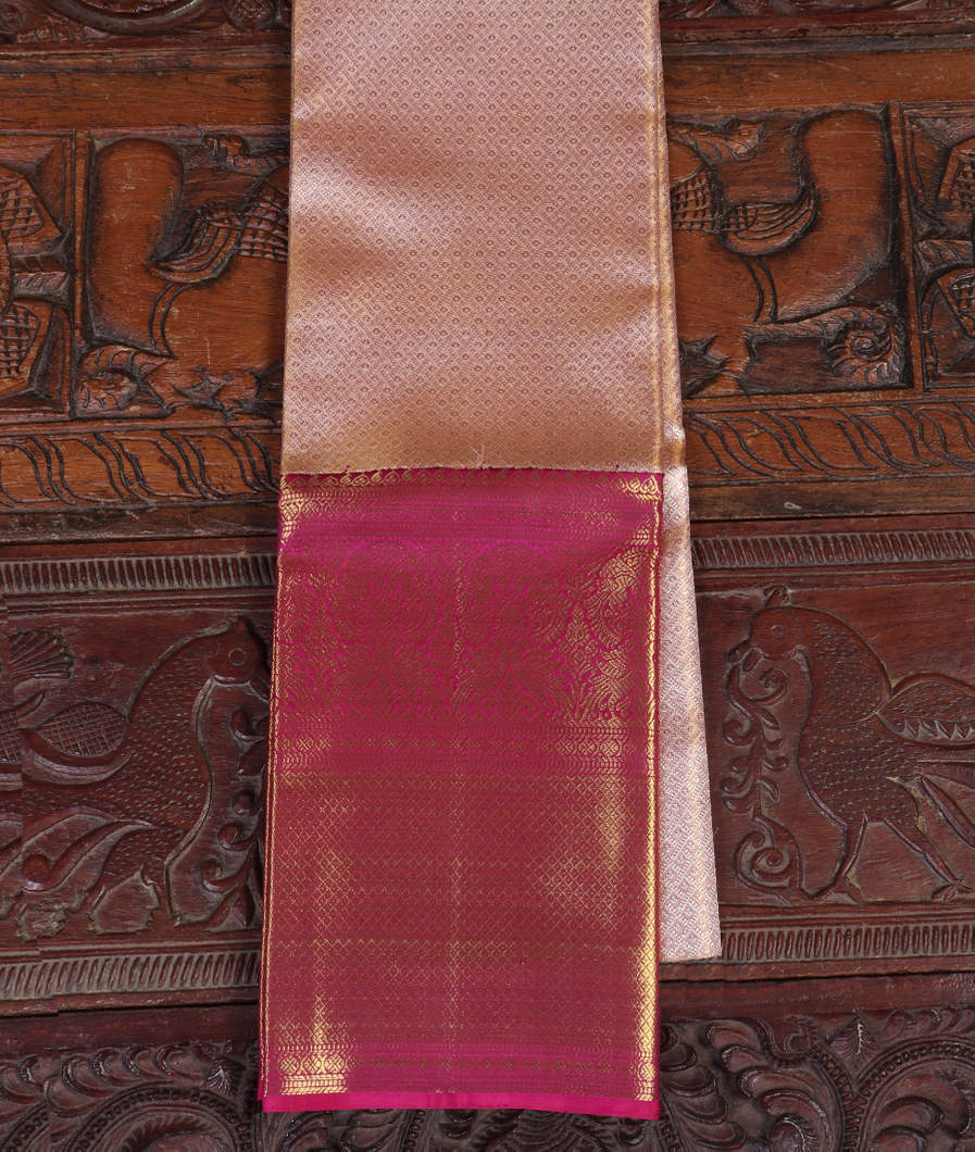 Pink Handwoven Kanjivaram Tissue Silk Pavadai T419997-image