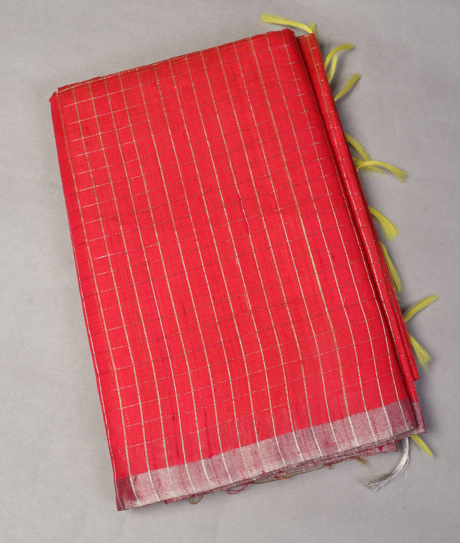 Orangish Pink Woven Raw Silk Saree T445792-image