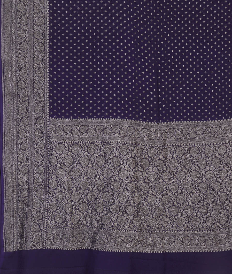 Blue Banaras Georgette Silk Saree T4429824