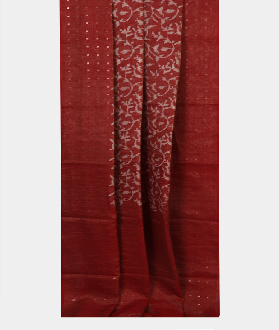 Red Tissue Linen Printed Saree T4004152