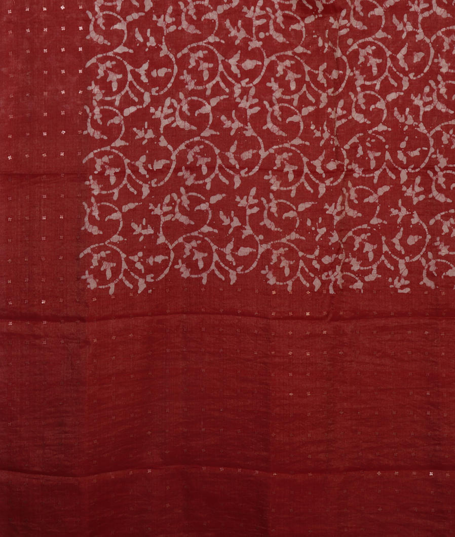 Red Tissue Linen Printed Saree T4004154